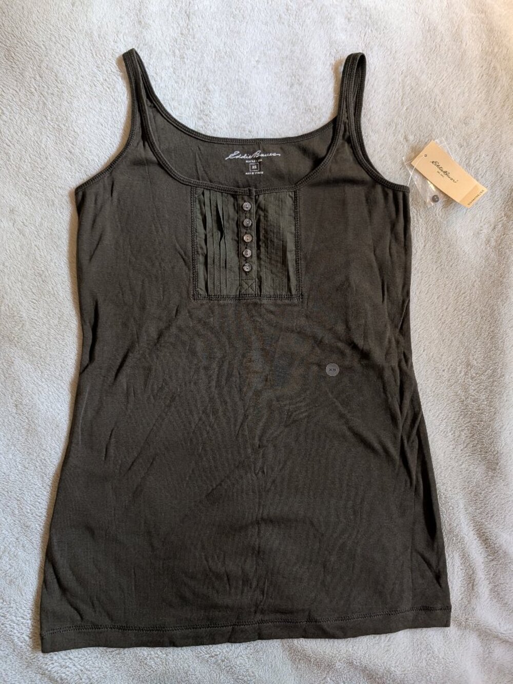 WOMEN'S NEW EDDIE BAUER TANK TOP XS Extra Small Shirt Blouse Dark Green Brown